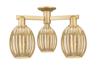 Arcadia Three Light Semi-Flush Mount in Brushed Brass (405|716-3F-BB-G459-6ME)