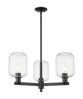 Arcadia Three Light Flush Mount in Matte Black (405|716-3CR-BK-G460-7CL)