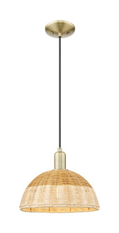 Arcadia One Light Mini Pendant in Antique Brass (405|716-1P-AB-NBD2-12-NAT)