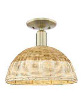 Arcadia One Light Semi-Flush Mount in Antique Brass (405|716-1C-AB-NBD2-12-NAT)