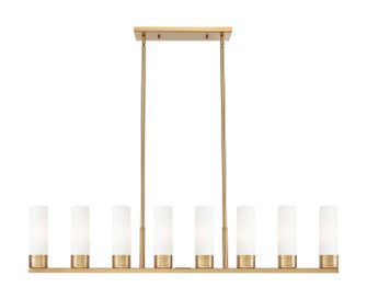 Downtown Urban Eight Light Linear Pendant in Brushed Brass (405|617-8I-BB-G617-8WH)