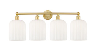 Edison Four Light Bath Vanity in Satin Gold (405|616-4W-SG-G559-8GWH)