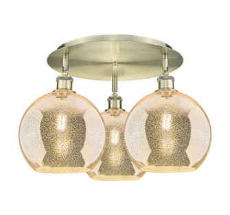 Ballston Three Light Semi-Flush Mount in Antique Brass (405|516-3C-AB-G128-10)