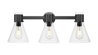 Downtown Urban Three Light Bath Vanity in Matte Black (405|464-3W-BK-G464C-7CL)