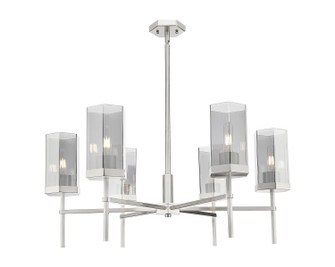 Downtown Urban Six Light Chandelier in Satin Nickel (405|463-6CR-SN-G463-8SM)