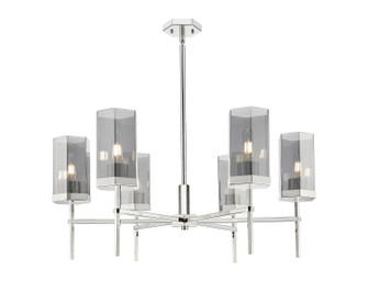 Downtown Urban Six Light Chandelier in Polished Nickel (405|463-6CR-PN-G463-8SM)