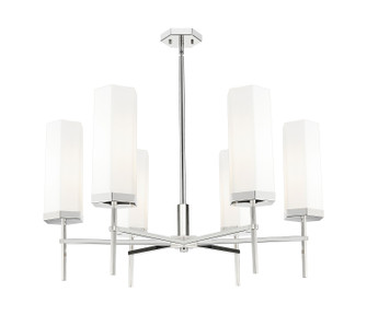 Downtown Urban Six Light Chandelier in Polished Nickel (405|463-6CR-PN-G463-12WH)