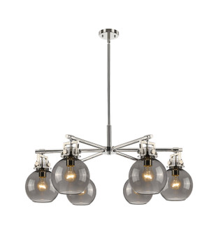 Downtown Urban Six Light Chandelier in Polished Nickel (405|411-6CR-PN-G410-7SM)