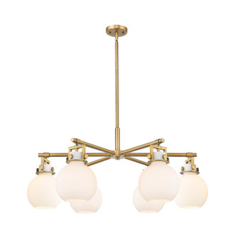 Downtown Urban Six Light Chandelier in Brushed Brass (405|411-6CR-BB-G410-7WH)