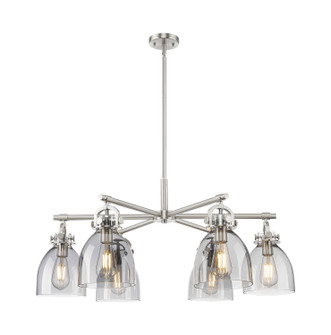 Downtown Urban Six Light Chandelier in Satin Nickel (405|410-6CR-SN-G412-7SM)
