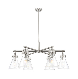 Downtown Urban Six Light Chandelier in Satin Nickel (405|410-6CR-SN-G411-7CL)
