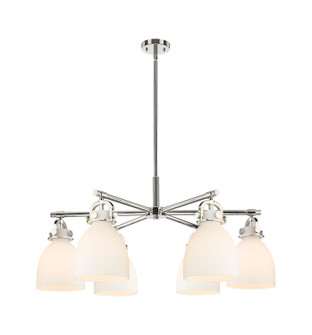 Downtown Urban Six Light Chandelier in Polished Nickel (405|410-6CR-PN-G412-7WH)