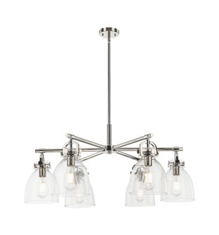 Downtown Urban Six Light Chandelier in Polished Nickel (405|410-6CR-PN-G412-7SDY)