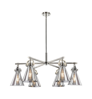 Downtown Urban Six Light Chandelier in Polished Nickel (405|410-6CR-PN-G411-7SM)