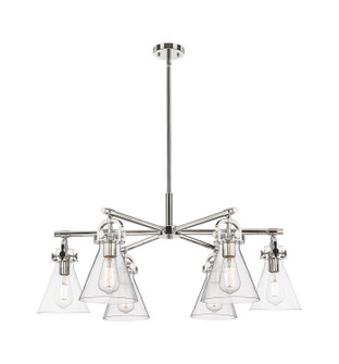 Downtown Urban Six Light Chandelier in Polished Nickel (405|410-6CR-PN-G411-7CL)