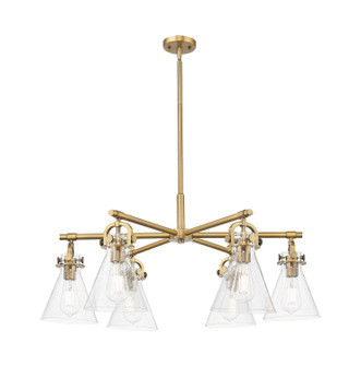 Downtown Urban Six Light Chandelier in Brushed Brass (405|410-6CR-BB-G411-7SDY)