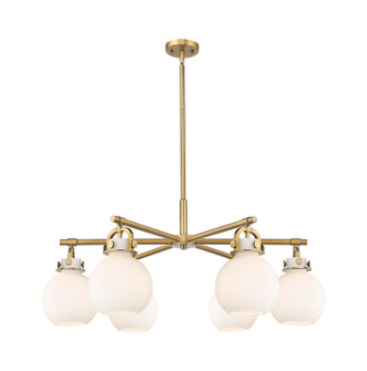 Downtown Urban Six Light Chandelier in Brushed Brass (405|410-6CR-BB-G410-7WH)