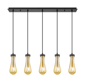 Downtown Urban Five Light Linear Pendant in Brushed Matte Black (405|125-451-1P-BK-G451-4ME)
