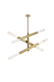Ari Six Light Pendant in Satin Gold and Clear (173|2085L3SG)