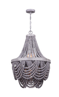 Kipling Six Light Chandelier in Brushed Grey With Real Wood Beads (387|ICH1001A06BGY18)