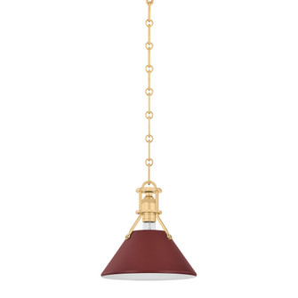 Painted No. 2 One Light Pendant in Aged Brass/Soft Crimson (70|MDS351-AGB/CRN)