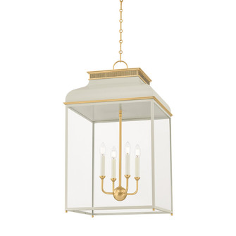 Houghton Four Light Lantern in Aged Brass/Off-White (70|MDS2401-AGB/OW)