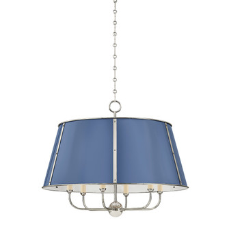 Cambridge Six Light Chandelier in Polished Nickel/Soft French Blue (70|MDS121-PN/FBL)