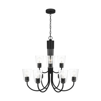 Miles Nine Light Chandelier in Midnight Black (1|GLC1169MBK)
