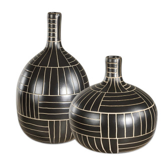 Graphite Vases Set/2 in Black (52|18271)