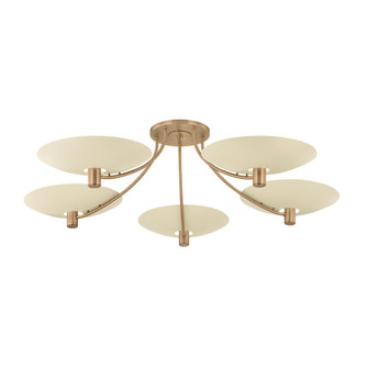Wolfe Five Light Semi Flush Mount in Patina Brass/Soft Sand (67|C1160-PBR/SSD)