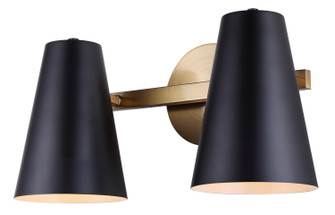 Harken Two Light Vanity in Matte Black And Gold (387|IVL1145A02BKG)