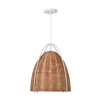 Norman One Light Pendant in Chalk Wicker (454|GLP1071MWT-BRTN)