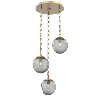 Aster Bulb Three Light Pendant in Gilded Brass (404|CNB0062-03-GB-S-CH3-E2)