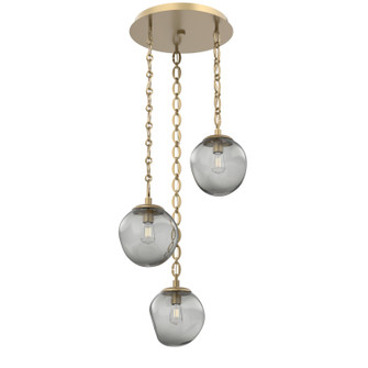 Aster Bulb Three Light Pendant in Gilded Brass (404|CNB0062-03-GB-S-CH2-E2)