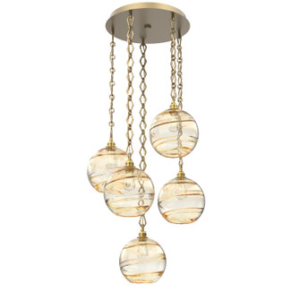 Terra Five Light Pendant in Gilded Brass (404|CNB0047-05-GB-OA-CH1-E2)