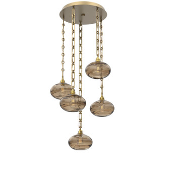 Coppa Five Light Pendant in Gilded Brass (404|CNB0036-05-GB-OB-CH3-E2)