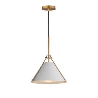 Lucas One Light Pendant in Light French Gray / Natural Aged Brass (16|25229LFGNAB)