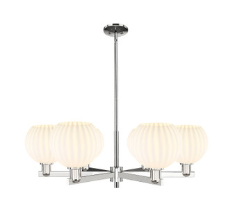 Arcadia Six Light Chandelier in Polished Nickel (405|716-6CR-PN-G1217-8WV)