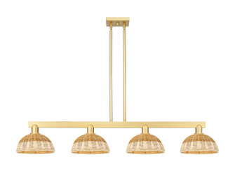 Arcadia Four Light Island Pendant in Satin Gold (405|716-4I-SG-NBD2-9-NAT)
