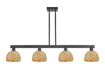 Arcadia Four Light Island Pendant in Matte Black (405|716-4I-BK-RBD-8-NAT)