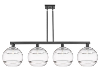 Arcadia Four Light Island Pendant in Matte Black (405|716-4I-BK-G556-12CL)