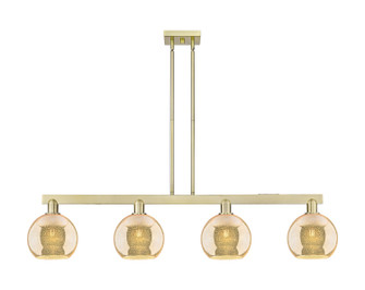 Arcadia Four Light Island Pendant in Antique Brass (405|716-4I-AB-G128-8)