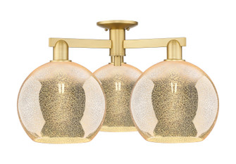 Arcadia Three Light Semi-Flush Mount in Satin Gold (405|716-3F-SG-G128-10)