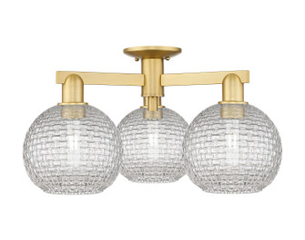 Arcadia Three Light Semi-Flush Mount in Satin Gold (405|716-3F-SG-G122C-8CL)