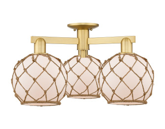 Arcadia Three Light Semi-Flush Mount in Satin Gold (405|716-3F-SG-G121-8RB)