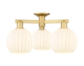 Arcadia Three Light Semi-Flush Mount in Satin Gold (405|716-3F-SG-G1217-8WV)