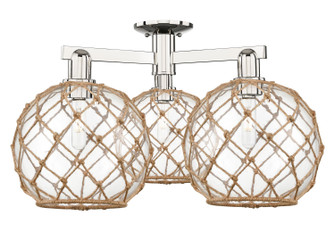 Arcadia Three Light Semi-Flush Mount in Polished Nickel (405|716-3F-PN-G122-10RB)