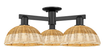 Arcadia Three Light Semi-Flush Mount in Matte Black (405|716-3F-BK-NBD2-9-NAT)