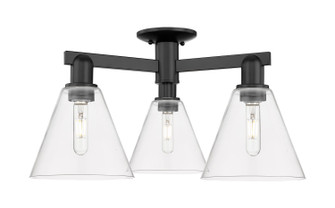Arcadia Three Light Semi-Flush Mount in Matte Black (405|716-3F-BK-GBC-82)
