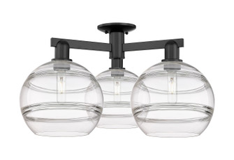 Arcadia Three Light Semi-Flush Mount in Matte Black (405|716-3F-BK-G556-10CL)